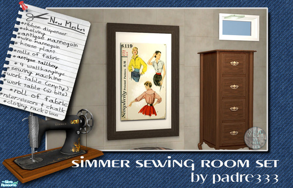 Sims 2 — Simmer Sewing Set Wallhanging 02 Ladies in Waiting (lower) by Padre — A little rough around the edges, this room