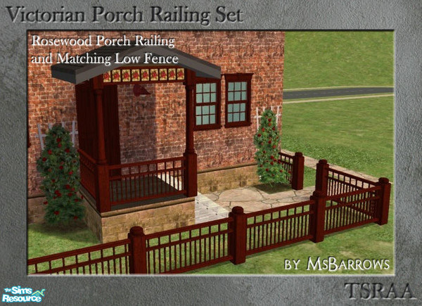 Sims 2 — Victorian Porch Railing - Rosewood by MsBarrows — A classic porch railing design with a twist - stained glass