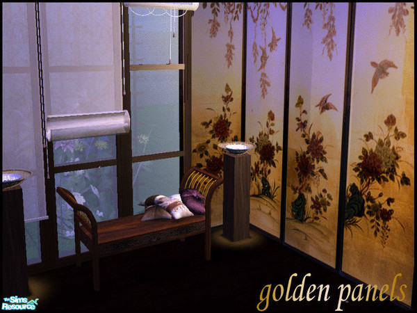 Sims 2 — Golden walls 6set 2 by kibanahnah — A set of 4 oriental wallpapers.They are flowless, which means that you can