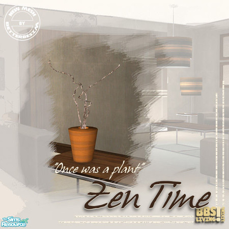 Sims 2 — Zen Time Livingroom, 'Once was a plant' by BetterbeSim — Zen-like serenity for your Sim's home. A mix of modern
