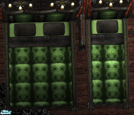 Sims 2 — Claws of Darkness Green Bedding by Simaddict99 — Made to match Maxis \"Claws of Darkness Throne\",