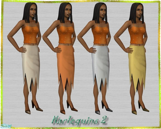 Sims 2 — Harlequins II by Malitia — Made by request. The skirt is a bit longer and is worn with higher heels. Mesh