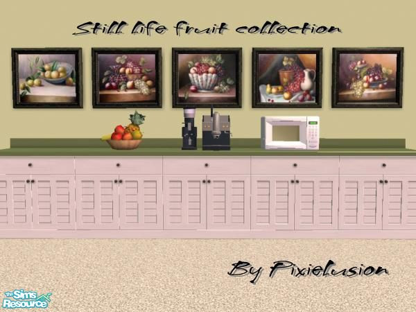 Sims 2 — Still life fruit collection by pixielusion — A collection of 5 paintings in warm, inviting tones to grace your