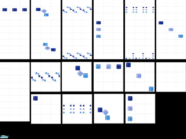 Sims 2 — Blue Glass Squares by Queen_Of_The_Stone_Age — A set of walls and floors adorned with lovely glass tiles in