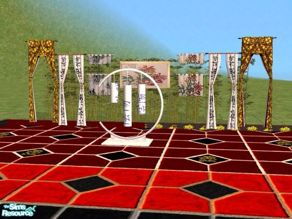 Sims 2 — Chinese luck curtains - by hippiebill by hippiebill — Pure white curtains with the Chinese symbols for 'luck,