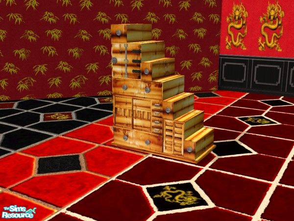 Sims 2 — Bamboo Dresser - by hippiebill by hippiebill — Bamboo dresser for the Mandarin bedroom. Not a dragon in sight.