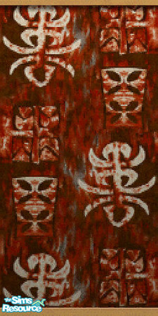 Sims 2 — Time Warp Tiki Red by c_literati — An authentic wall treatment imported to you from Vacation Island! TSRAA.