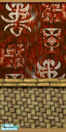 Sims 2 — Time Warp Tiki Red Wainscot by c_literati — An authentic wall treatment imported to you from Vacation Island!
