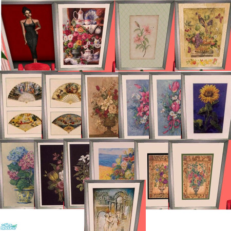 Sims 2 — Lady on Red Reprint Set by Modfan by modfan — 16 Reprints of the Lady On Red Painting. - Please do not