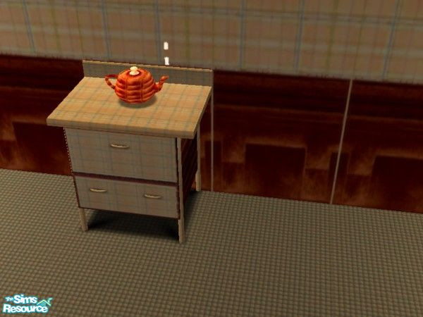 Sims 2 — Peach Desire Kitchen teapot by ead425 — 16 items, 1 wall, 1 floor: bar, bar stool, buffet table, counters,