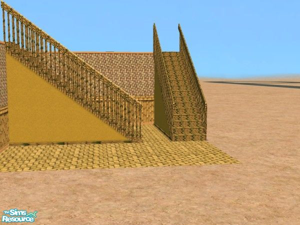 Sims 2 — Time Warp Tiki Stairs by c_literati — Tiki-style set just in time for summer! With walls from the original Sims.