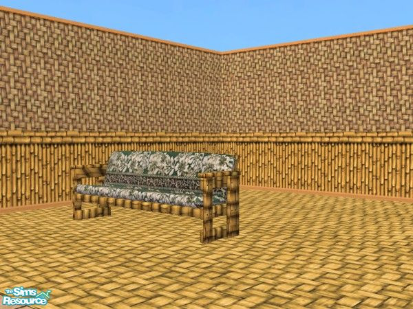 Sims 2 — Time Warp Tiki Sofa by c_literati — Tiki-style set just in time for summer! With walls from the original Sims.