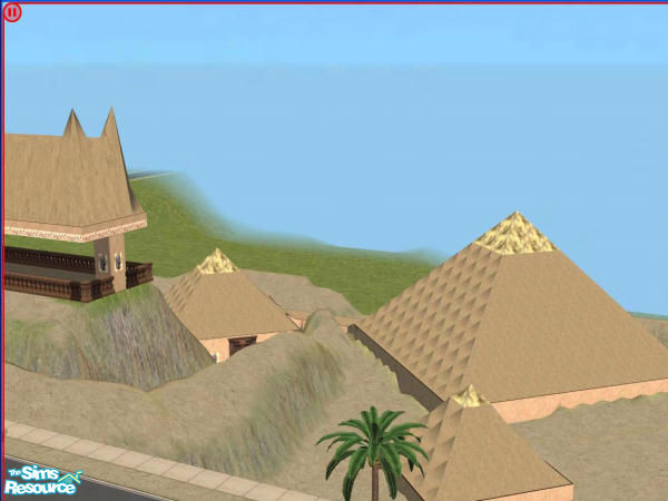 Sims 2 — Pyramids at Giza by whitefolks — A true set of 45 degree Pyramids, designed to recreate Giza. A nice viewing