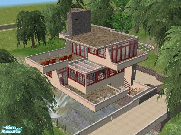 Sims 2 — Fallingwater Community Centre by MissyZ — Fallingwater is famous; from all over the world many thousands of