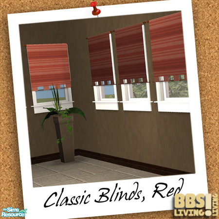 Sims 2 — Classic Blinds, Red by BetterbeSim — Classic blinds in red colored stripe pattern. (Not to be used diagonal.) By