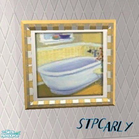 Sims 2 — Yellow Tiled Bath Art by STP Carly — Yellow basic tiled bath for that sims with little space but color-minded.