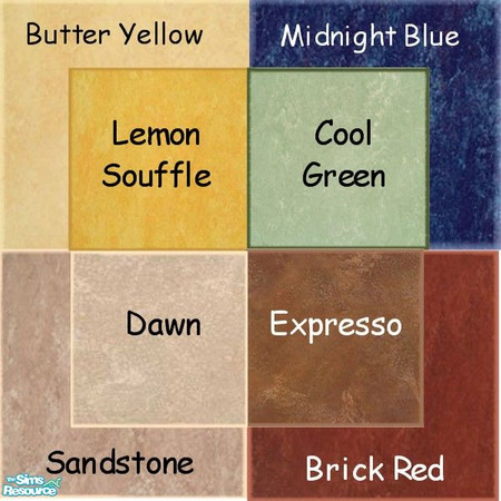 Sims 2 — 'Marblized' Floor Collection by Crissie0721 — Set of eight marble floor tiles; Brick Red, Midnight Blue, Butter
