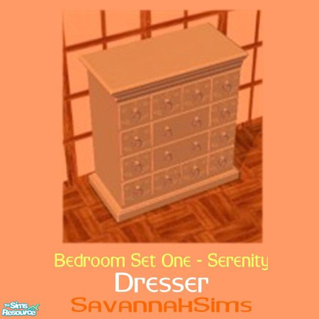 Sims 2 — Dresser - Bedroom Set One - Serenity by oldmember_SavannahSims — Enjoy a sense of calm with the Serenity Bedroom