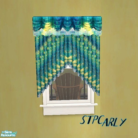 Sims 2 — Summer Living Curtains Blue by STP Carly — Bring the summer indoors with these fun colored furnishings.