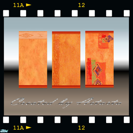 Sims 2 — Orange by Astarta — Orange wallset