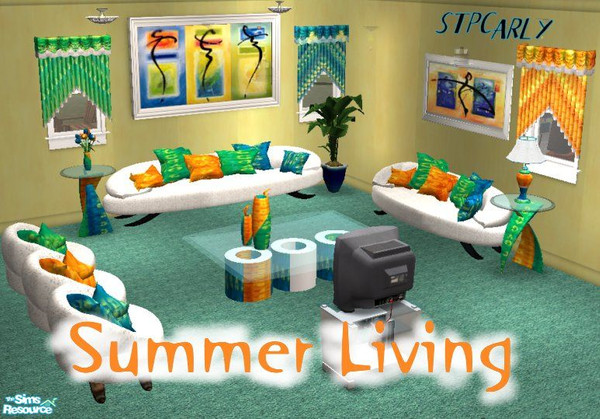 Sims 2 — Summer Living by STP Carly — Bring the summer indoors with these fun colored furnishings.