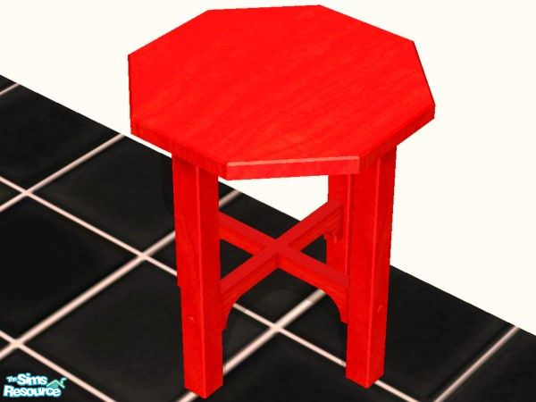 Sims 2 — Red Hot Red Endtable by NightRowan — An extremely red starter set for you poor sims. TSRAA Submission