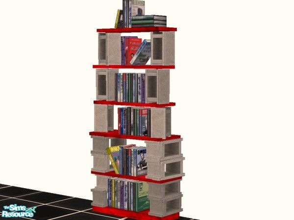 Sims 2 — Red Hot Red Bookcase by NightRowan — An extremely red starter set for you poor sims. TSRAA Submission