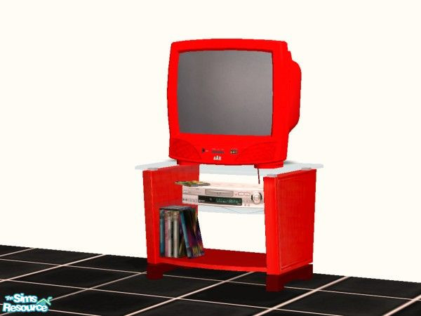 Sims 2 — Red Hot Red TVstand by NightRowan — An extremely red starter set for you poor sims. TSRAA Submission