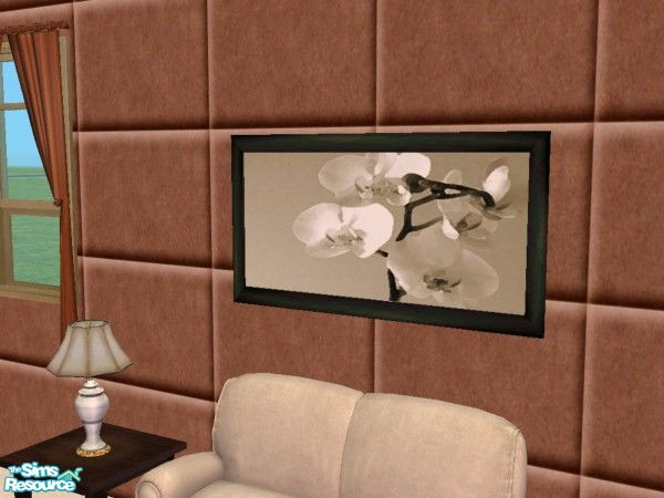 Sims 2 — Orchids (Latte) by MissyZ — Set of 3 Orchid paintings in contemporary 'coffee' colours.