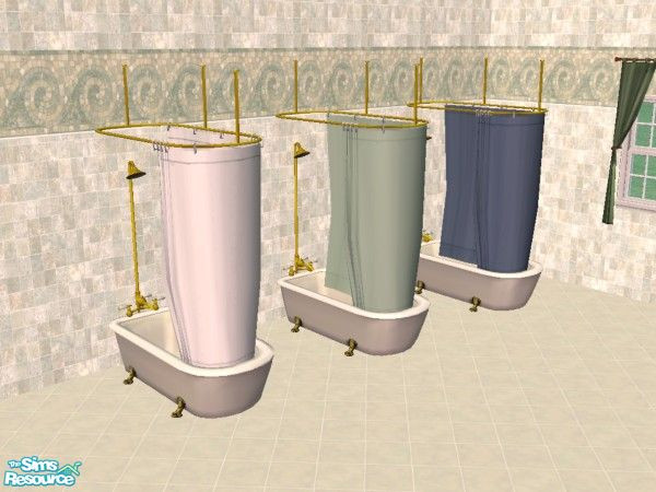 Sims 2 — Simple Showers by MissyZ — Recolours of the Mazix shower curtain in 3 attractive neutral shades.