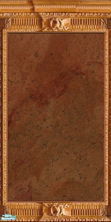 Sims 2 — jsf2OakOrnateBrownMarble by jsf — Heavily carved, ornate, oak, framed panel holds a richly veined, brown marble.