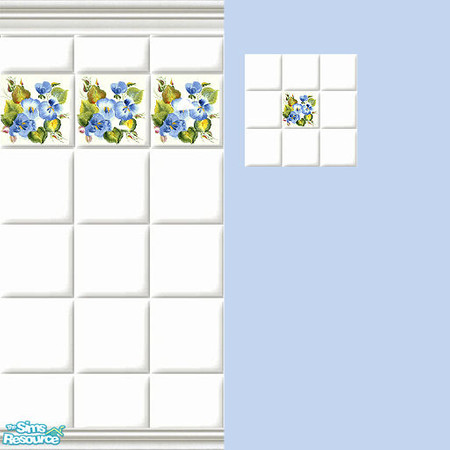 Sims 2 — Blue Pansy Tile Set by Halfcreek — created by Halfcreek