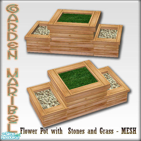 Sims 2 — S2S Garden Maribel Part 2 - FlowerPot with Stone and Grass  by sims2sisters — 