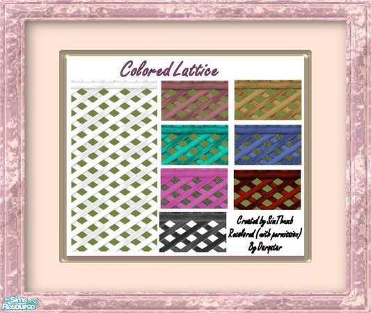 Sims 2 — Colored Lattice by TSR Archive — This set was made by request from Izazu. It is a recolor of work by SimThumb.