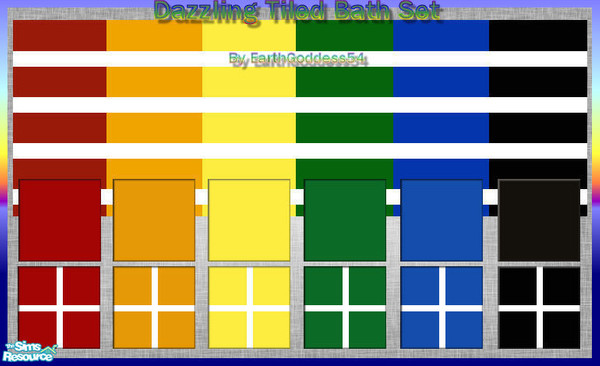 Sims 2 — Dazzling Tiled Bath Set by EarthGoddess54 — Tiled floors and walls in dazzling shades. Enjoy!