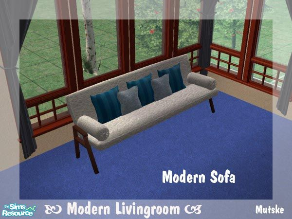 Sims 2 — Sofa by Mutske — Recolour for the "Modern Livingroom Set" from simaddict99. In nice white and blue.