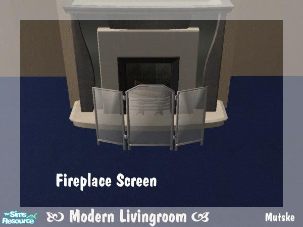 Sims 2 — Fireplace Screen by Mutske — Recolour for the "Modern Livingroom Set" from simaddict99. In nice white