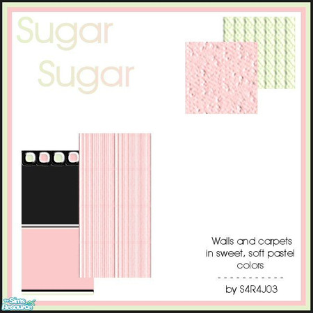 Sims 2 — Sugar Sugar by S4R4J03 — Walls and carpets in sweet, soft pastel colors. *Made With Paintshop Pro 8 by Jasc*