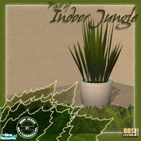 Sims 2 — Indoor Jungle set,  Fibre plant large by BetterbeSim — Fibre plant in large pot. New mesh by BetterbeSim. You
