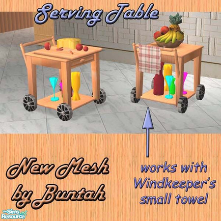 Sims 2 — Butcher Block Serving Table by buntah — This is cloned from an end table so you can use it in the kitchen for