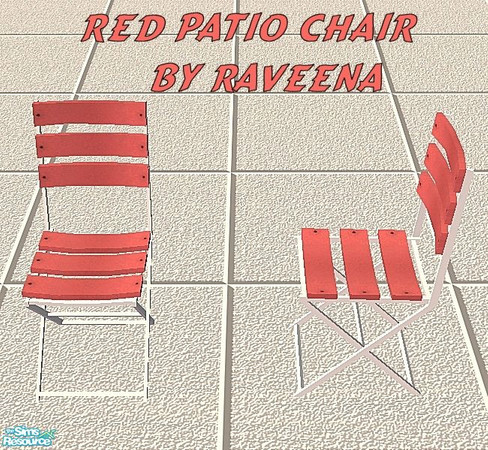 Sims 2 — Red Patio Chair by Raveena — Part of the patio table set.