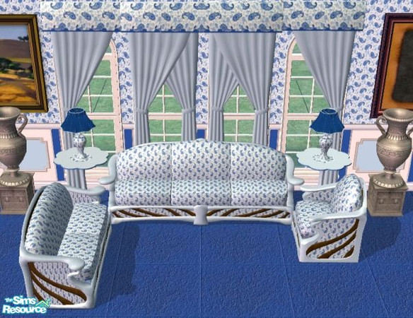 Sims 2 — Blue Paisley Baroccoco Set by covermejoey — Blue Paisley Baroccoco Set. PLEASE rate. :) "S" V^^^^V