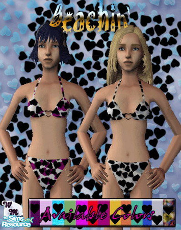 Sims 2 — Beachin\' by KagomeHanyou — Inspired by a Victoria Secret swimsuit. Colorful hearts hidden behind black hearts.