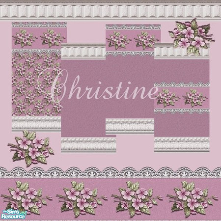 Sims 2 — Spring\'s Last Romance Wall Set by cm_11778 — As usual my \"girly girl\" side got the better of me and