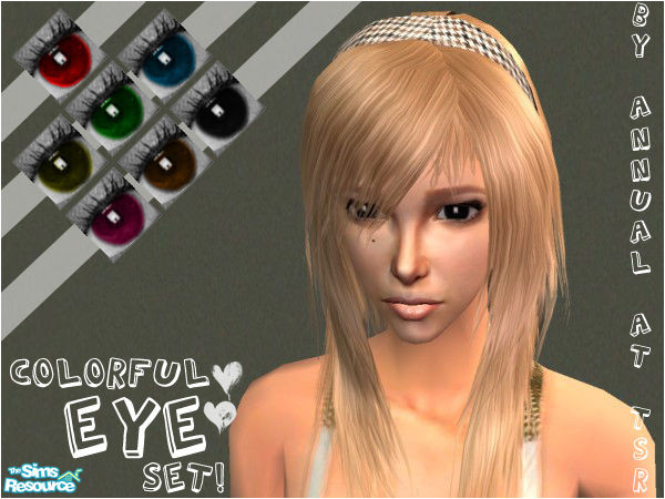 Sims 2 — Colourful Eyes Set! by Annual — A set of 7 beautiful eye colours! Leave a comment, please!