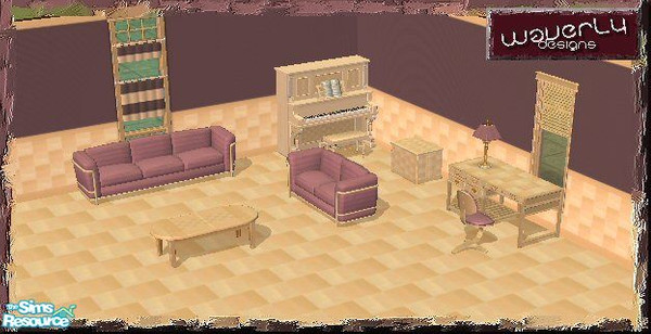 Sims 2 — Cortina Study and Lounge by Waverly — This set perfectly complements my Cortina Bedroom Set available here at