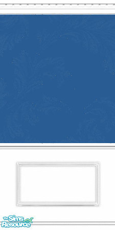 Sims 2 — SIMsational Dining Wallcovering by Cashcraft — A vivid blue, textured wallpaper, with white wainscoting. 