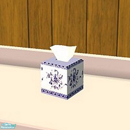 Sims 2 — Blue Delft tissue box by Raveena — You need Windkeeper's tissue box mesh for this object to work in the game.