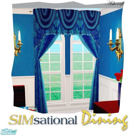 Sims 2 — SIMsational Dining Curtain by Cashcraft — A vivid blue curtain for your dining room.