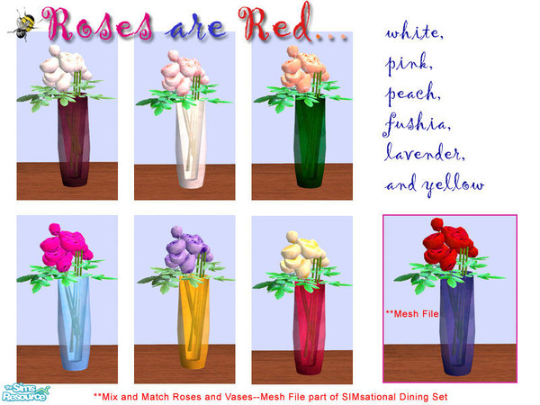 Sims 2 — Roses are Red by Cashcraft — Rose are not only red, but white, pink, peach, fushia, lavender, and yellow. Mix